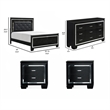 Queen Bedroom Set- Black- 4 Piece Set with 2 Nightstands and Dresser