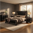 Queen Bedroom Set- Black- 4 Piece Set with 2 Nightstands and Dresser