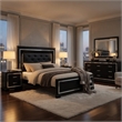 Queen Bedroom Set- Black- 4 Piece Set with 2 Nightstands and Dresser