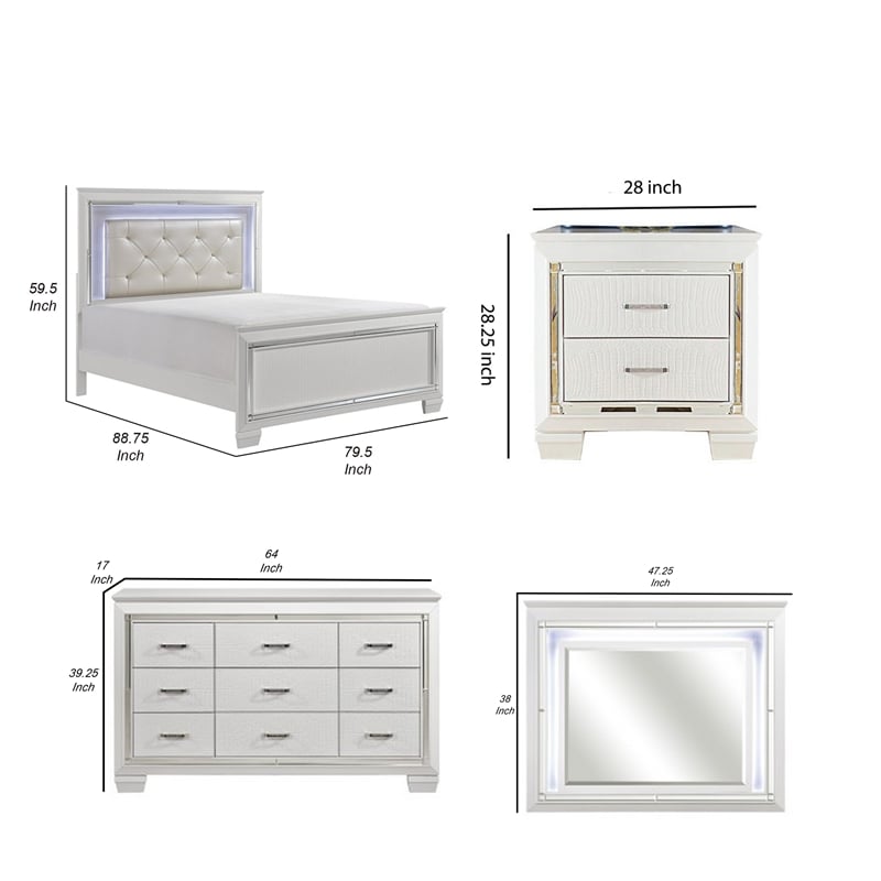 California King Bedroom Set- 5 Piece Set w 2 Nightstands- Dresser-Mirror