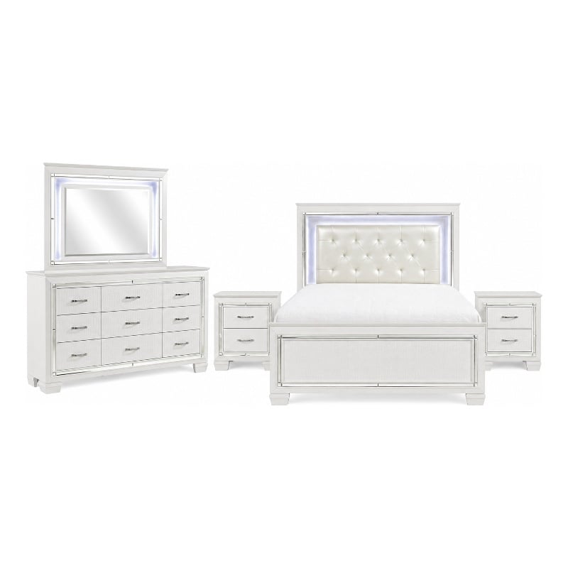 California King Bedroom Set- 5 Piece Set w 2 Nightstands- Dresser-Mirror