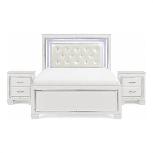 California King Bedroom Set- White- 3 Piece Set with 2 Nightstands