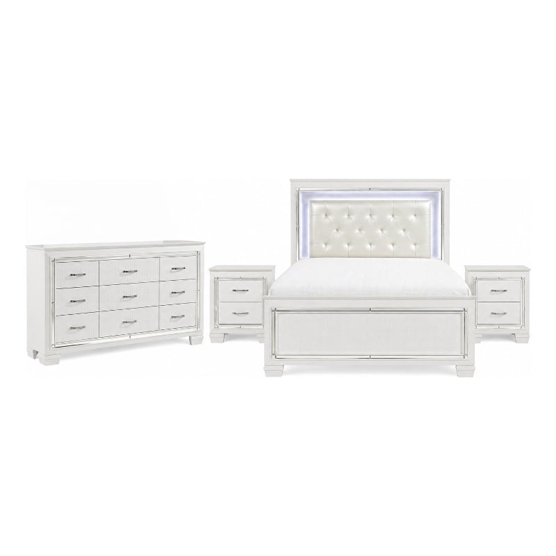 California King Bedroom Set- 4 Piece Set with 2 Nightstands and Dresser