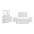 Queen Bedroom Set- White- 5 Piece Set with 2 Nightstands- Dresser- Mirror