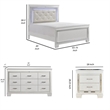 Queen Bedroom Set- White- 4 Piece Set with 2 Nightstands and Dresser