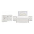 Queen Bedroom Set- White- 4 Piece Set with 2 Nightstands and Dresser