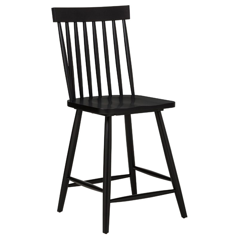 Andy Counter Height Chair Set of 2- Windsor Spindle Back- Black Wood