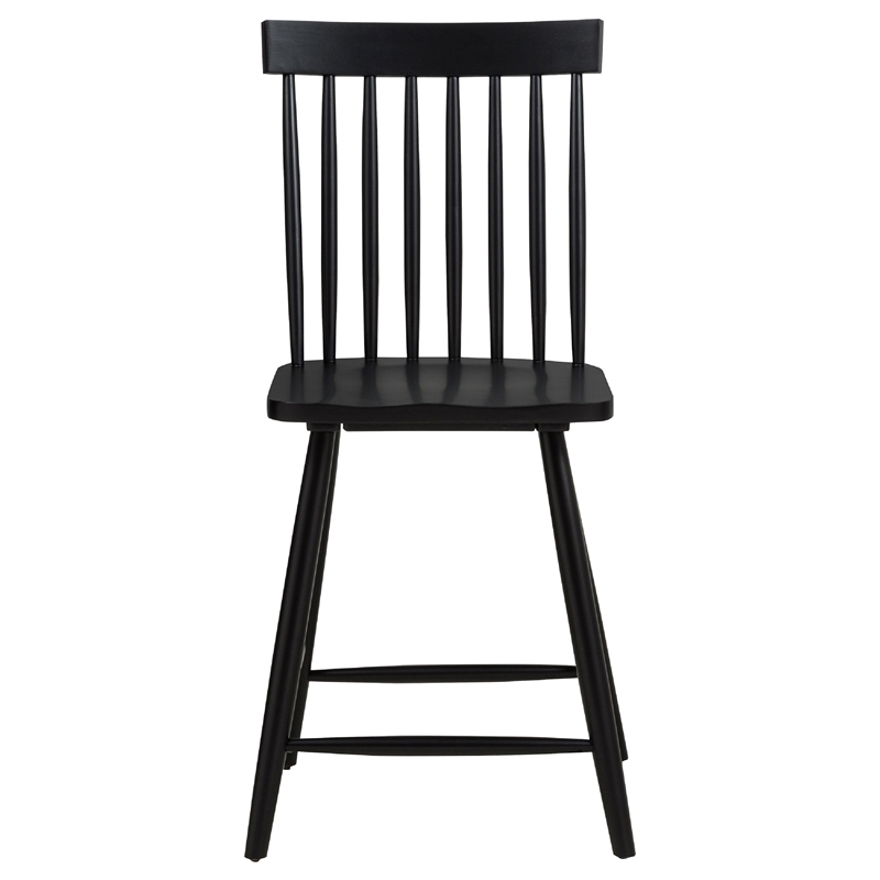 Andy Counter Height Chair Set of 2- Windsor Spindle Back- Black Wood