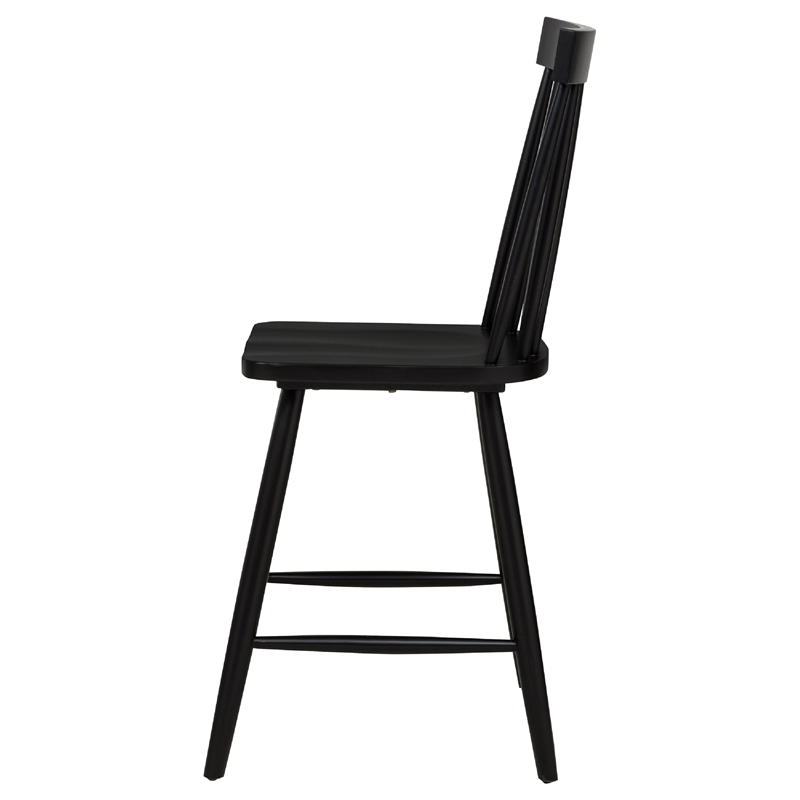Andy Counter Height Chair Set of 2- Windsor Spindle Back- Black Wood