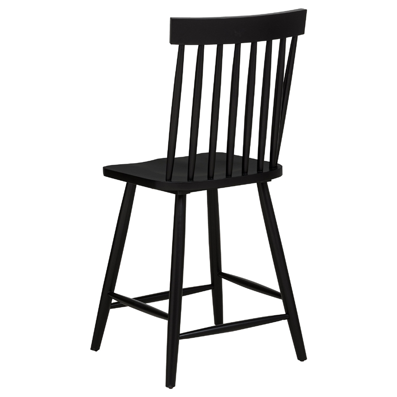 Andy Counter Height Chair Set of 2- Windsor Spindle Back- Black Wood