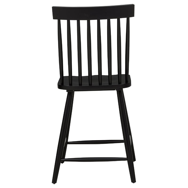 Andy Counter Height Chair Set of 2- Windsor Spindle Back- Black Wood