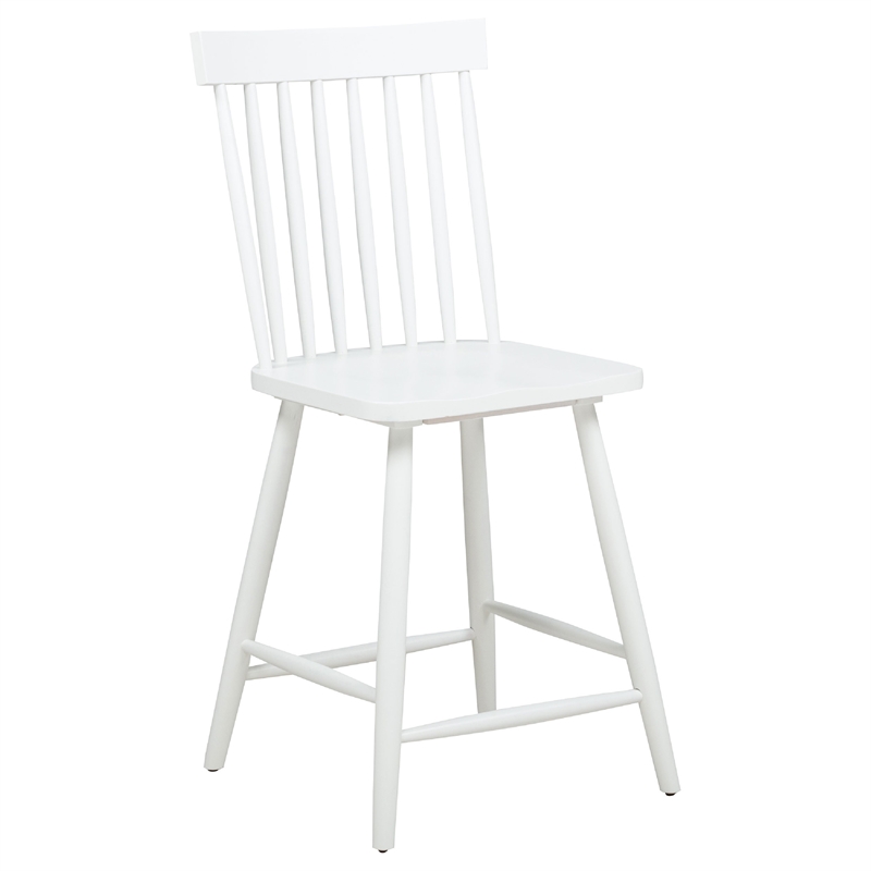 Andy Counter Height Chair Set of 2- Windsor Spindle Back- White Wood