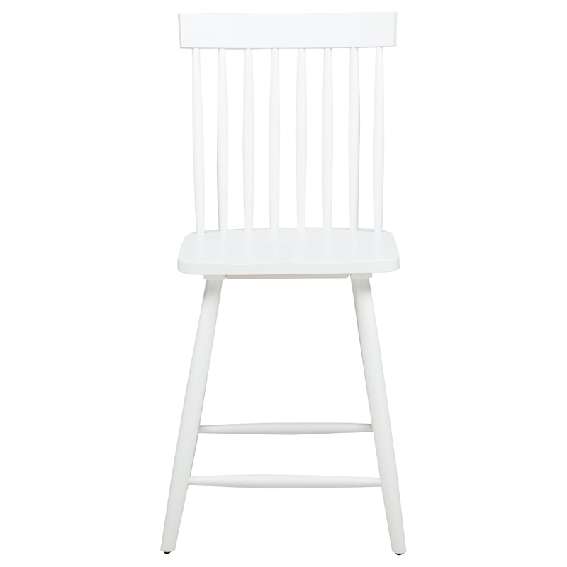 Andy Counter Height Chair Set of 2- Windsor Spindle Back- White Wood