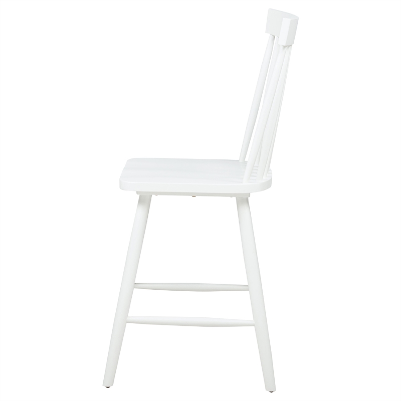 Andy Counter Height Chair Set of 2- Windsor Spindle Back- White Wood