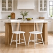 Andy Counter Height Chair Set of 2- Windsor Spindle Back- White Wood