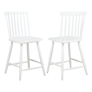 Andy Counter Height Chair Set of 2- Windsor Spindle Back- White Wood