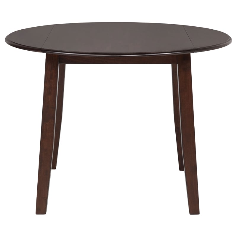Baron 5pc Round Dining Table Set with 4 Chairs- 2 Drop Leaves- Brown