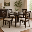 Baron 5pc Round Dining Table Set with 4 Chairs- 2 Drop Leaves- Brown