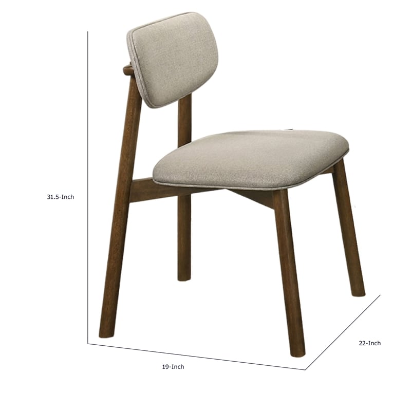 Alni Side Dining Chair Set of 2- Beige Polyester Cushions- Walnut Brown