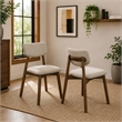 Alni Side Dining Chair Set of 2- Beige Polyester Cushions- Walnut Brown