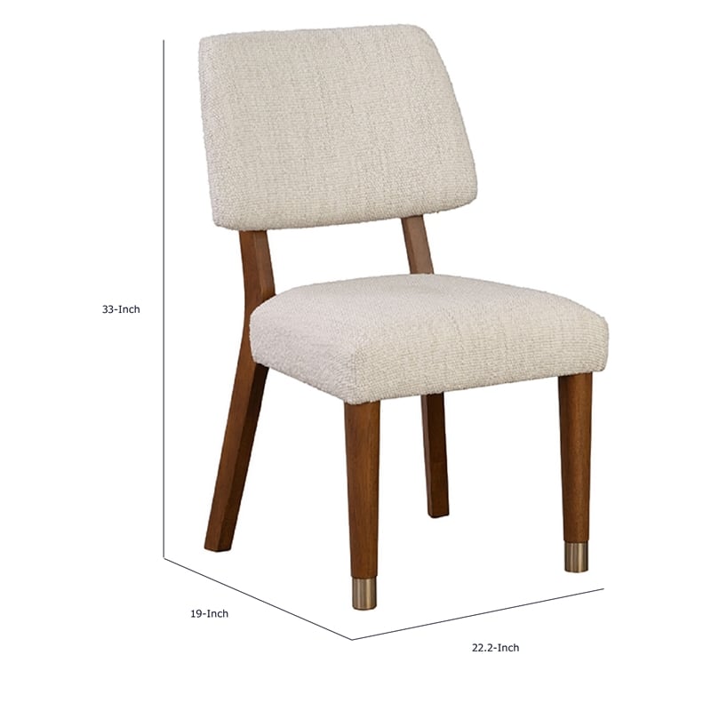 Urne Side Dining Chair Set of 2- Open Back- Ivory Cushions- Walnut Brown