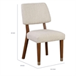 Urne Side Dining Chair Set of 2- Open Back- Ivory Cushions- Walnut Brown