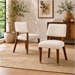Urne Side Dining Chair Set of 2- Open Back- Ivory Cushions- Walnut Brown