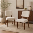 Urne Side Dining Chair Set of 2- Open Back- Ivory Cushions- Walnut Brown
