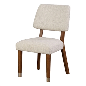 Urne Side Dining Chair Set of 2- Open Back- Ivory Cushions- Walnut Brown