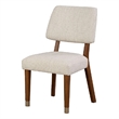 Urne Side Dining Chair Set of 2- Open Back- Ivory Cushions- Walnut Brown