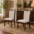 Raam Dining Side Chair Set of 2- Cream Cushions- Dark Cherry Brown
