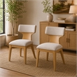 Cair Dining Side Chair Set of 2- Curved Back- Beige Cushions- Natural Brown