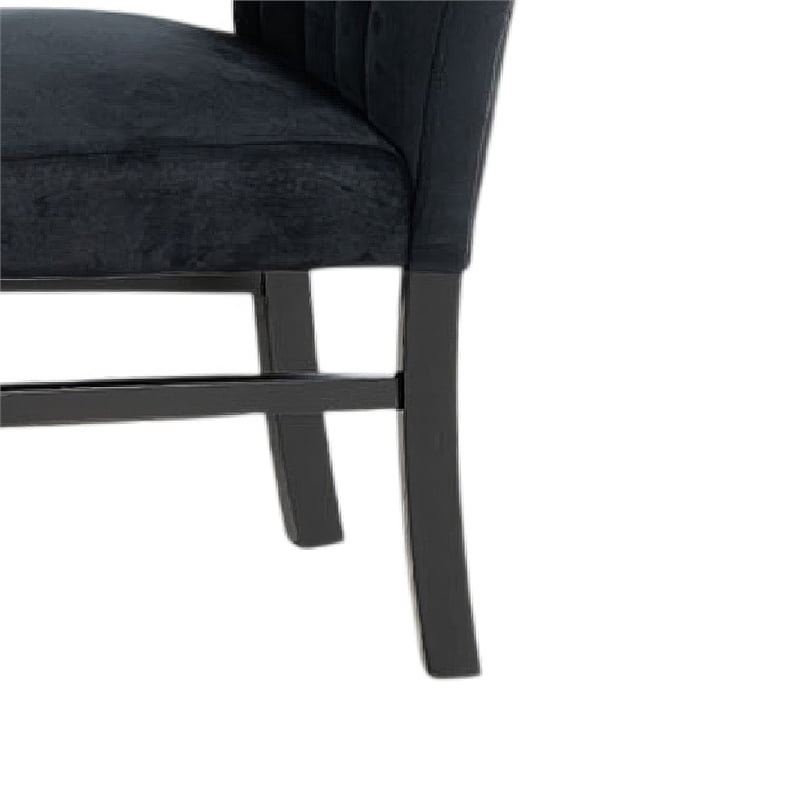 Sely Side Dining Chair Set of 2- Foam Fill Seat and Channeled Back- Black