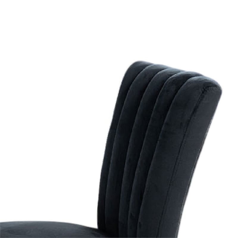 Sely Side Dining Chair Set of 2- Foam Fill Seat and Channeled Back- Black