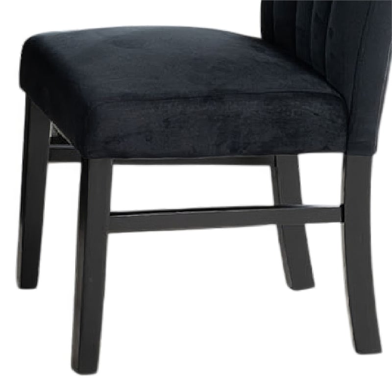 Sely Side Dining Chair Set of 2- Foam Fill Seat and Channeled Back- Black
