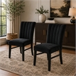 Sely Side Dining Chair Set of 2- Foam Fill Seat and Channeled Back- Black
