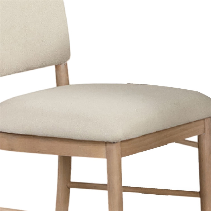 Reha Dining Side Chair Set of 2- Arch Back- Beige Cushions- Natural Brown