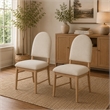 Reha Dining Side Chair Set of 2- Arch Back- Beige Cushions- Natural Brown
