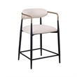 Nath Counter Height Chair Set of 2- Gold Metal Arms- White Cushions- Black