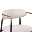 Nath Counter Height Chair Set of 2- Gold Metal Arms- White Cushions- Black