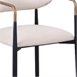 Nath Counter Height Chair Set of 2- Gold Metal Arms- White Cushions- Black