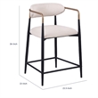 Nath Counter Height Chair Set of 2- Gold Metal Arms- White Cushions- Black
