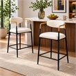 Nath Counter Height Chair Set of 2- Gold Metal Arms- White Cushions- Black