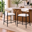 Nath Counter Height Chair Set of 2- Gold Metal Arms- White Cushions- Black