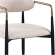 Nean Dining Side Chair Set of 2- Gold Metal Arms- White Cushions- Black