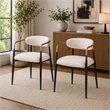 Nean Dining Side Chair Set of 2- Gold Metal Arms- White Cushions- Black