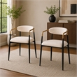 Nean Dining Side Chair Set of 2- Gold Metal Arms- White Cushions- Black