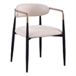 Nean Dining Side Chair Set of 2- Gold Metal Arms- White Cushions- Black