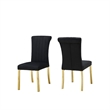 Hols Parson Dining Side Chair Set of 2- Channeled Black Fabric- Gold Steel