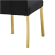 Hols Parson Dining Side Chair Set of 2- Channeled Black Fabric- Gold Steel
